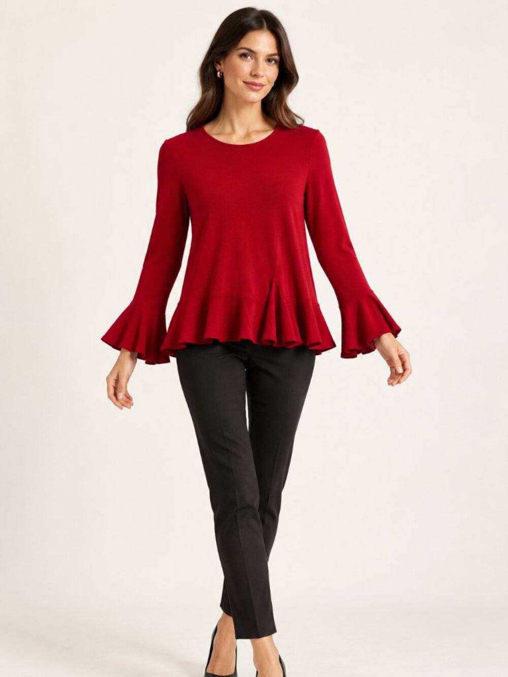 Abound red peplum top, size Medium.